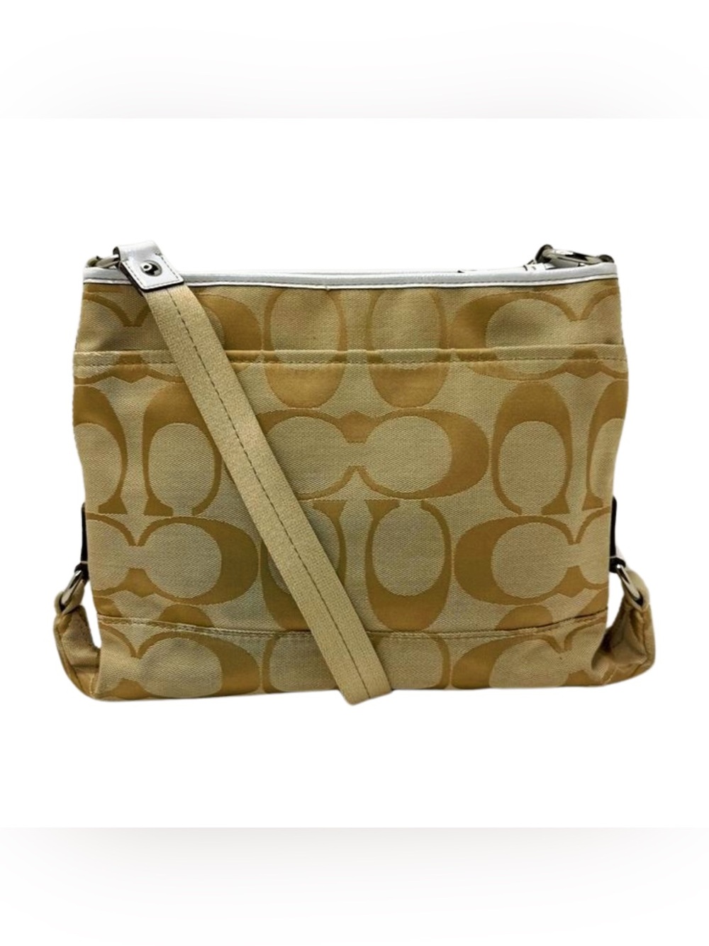 Coach 2011 F16558 Signature Swingpack Crossbody Khaki Jacquard - Picture 3 of 12